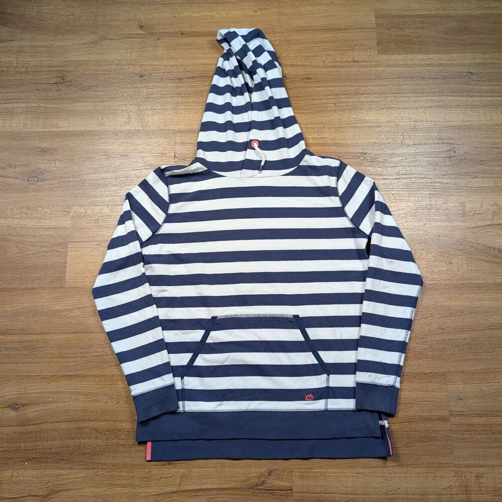 Southern Tide Paiton Striped Hoodie Womens Small Blue White Beach Pullover